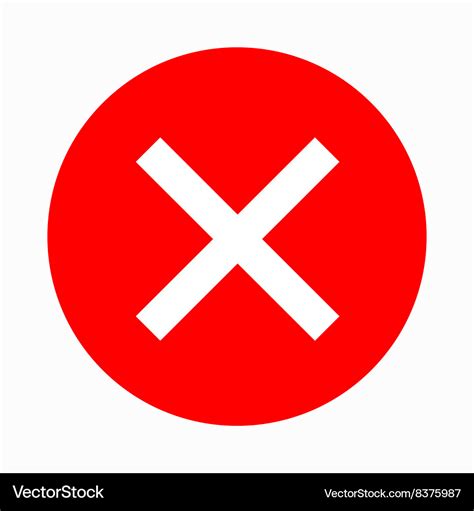 Red Cross Check Mark Icon Simple Style Royalty Free Vector