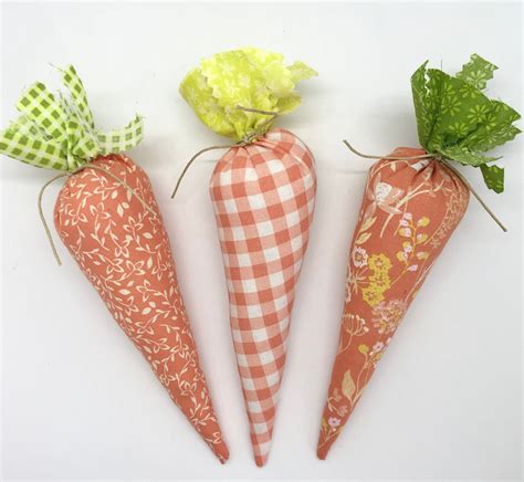 Fabric Carrots Set Of 3 Handmade Carrots For Easter Baskets Etsy