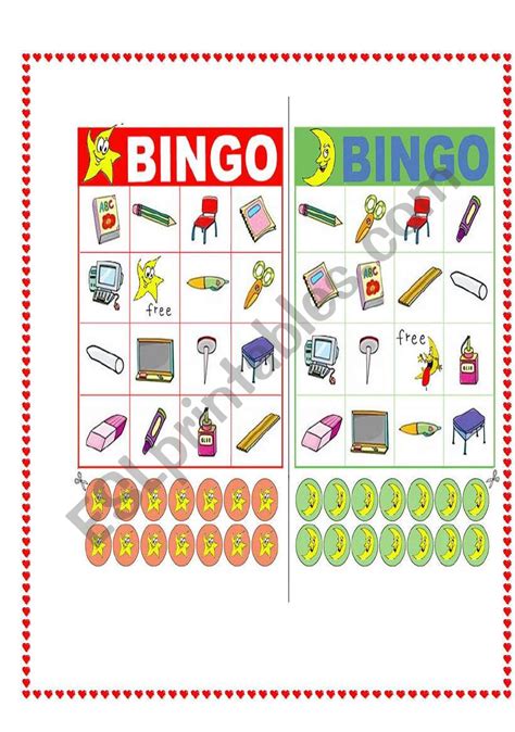 Bingo Objects Of The Class Esl Worksheet By Sidey