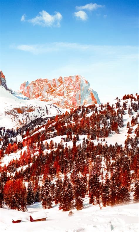 480x800 Snow Capped Mountains Red Infrared Dolomites 5k Galaxy Notehtc