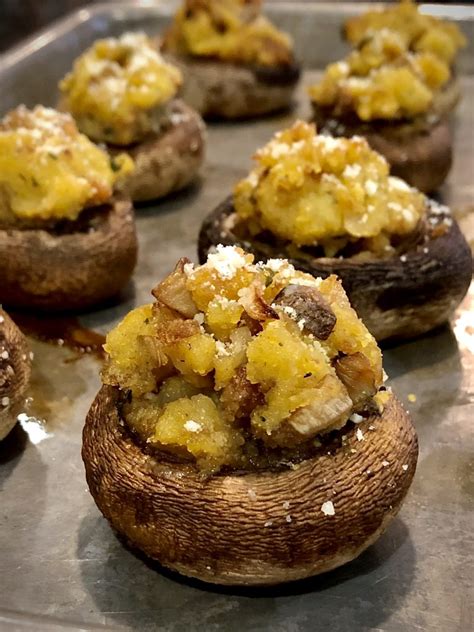 Cornbread, toasted pecans, and sauteed wild mushrooms give this stuffing its character. Thanksgiving Leftovers: Cornbread Stuffing Stuffed Mushrooms : Sausage And Cornbread Stuffed ...