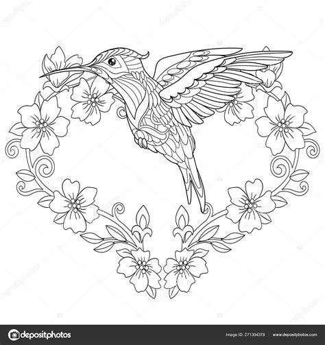 Zentangle Hummingbird Coloring Page Stock Vector By ©sybirko 271304378