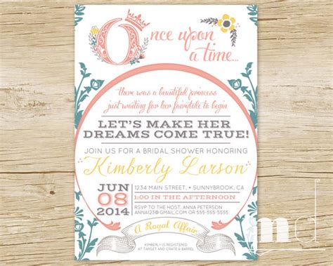 Once Upon A Time Bridal Shower Invitations Fairytale Bridal Shower