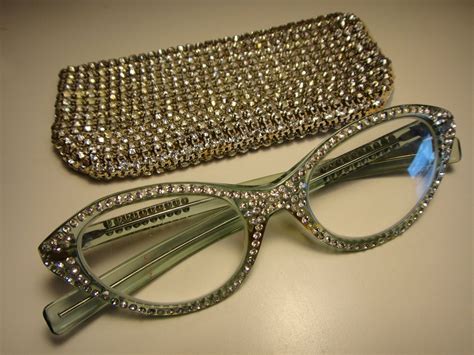 sale vintage 1950 s encrusted rhinestone glasses cat s eye frame with austria rhinestone case