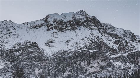 Download Wallpaper 1920x1080 Mountain Peak Snowy Stars Snowfall