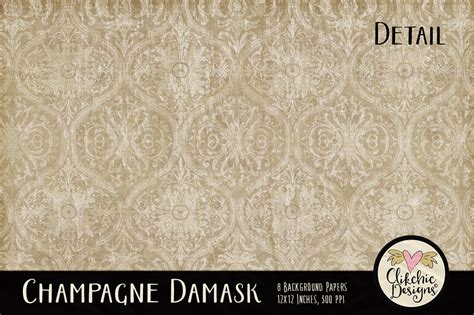 Champagne Wedding Damask Textures By Clikchic Designs Thehungryjpeg