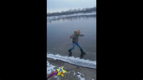 Ayden Checks The Ice To See If Its Frozen Youtube