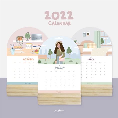 Jual Uri Calendar Stand 2022 Aesthetic Calendar Kalender Meja Lucu