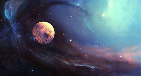 Nebula Satellites Planet Stars Space Art Phone Wallpapers
