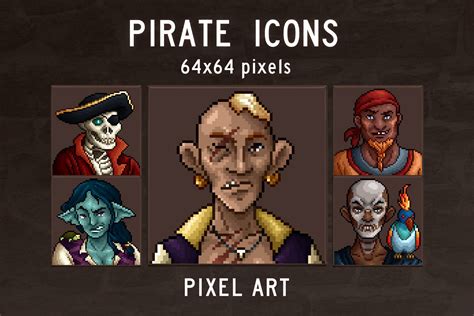Pirates Pixel Art 64x64 Icon Pack Download