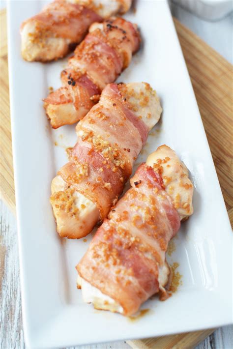 Bacon Wrapped Chicken Tenders With Brown Sugar Garlic Glaze