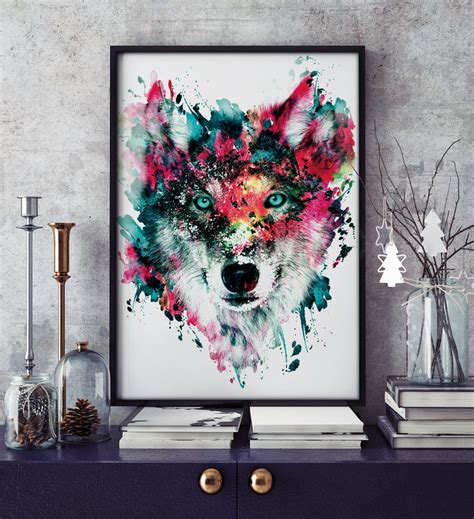 Furniture, custom furniture, accessories, home decor. Wolf Wildlife Wild Animals Wall Art Home Decor by rizapekerart