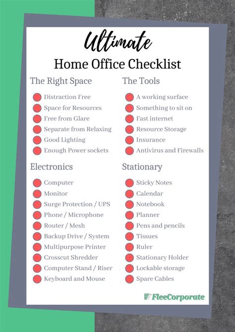 Home Office Checklist Home Office Checklist Study Room Decor