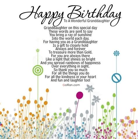 Happy Birthday Granddaughter Poems