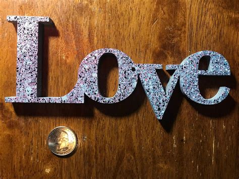 Hand spray painted Love wood word laser cut out art sign home | Etsy