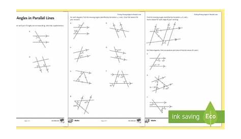 Finding Missing Angles in Parallel Lines Worksheet | KS3 Maths