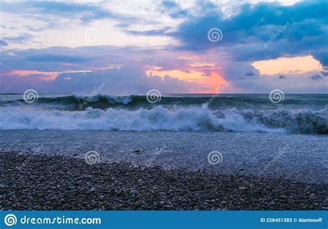 Beautiful Waves On The Sea After Sunset Stock Image Image Of Sunset