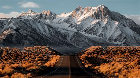 Beautiful Snowy Mountains Road 4k Road Wallpapers
