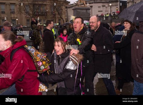 Anti Baroness Thatcher Protests Celebrating Her Death Trafalgar Square