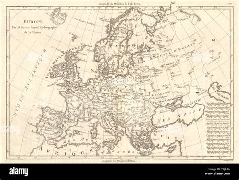Antique Map Of Europe By Bonne 1789 Old Vintage Plan Chart Stock Photo