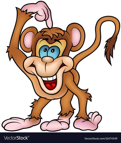 Cheerful Monkey Pointing Royalty Free Vector Image