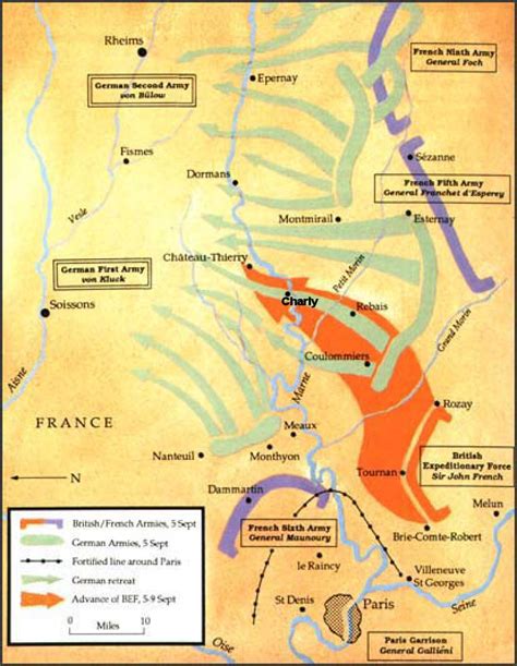 Map Illustrating The Battle Of Marne Which Is The First Battle Of