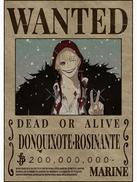Poster For Sale Mit Donquixote Rosinante Wanted One Piece Corazon