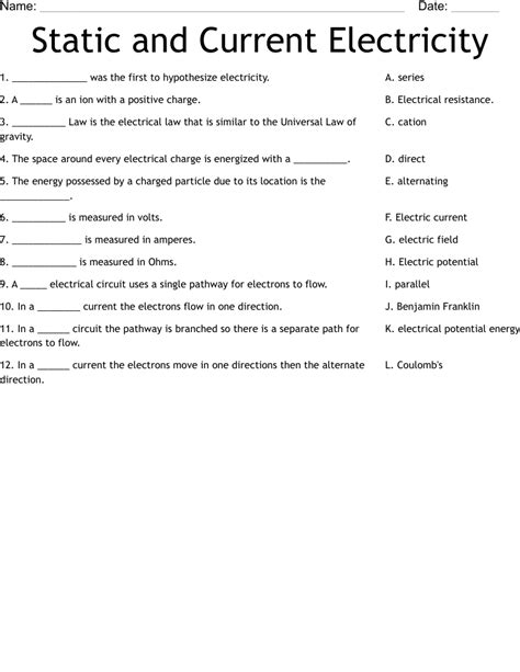 Charge And Electricity Worksheet Answers