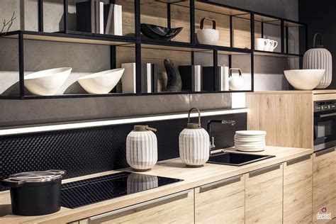 How to replace cabinet shelves. Kitchen: Charcoal Gray Cabinets And Countertop Open ...