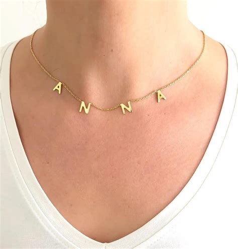 Personalized Name Necklace Letter Name Necklace Initial 14k Etsy