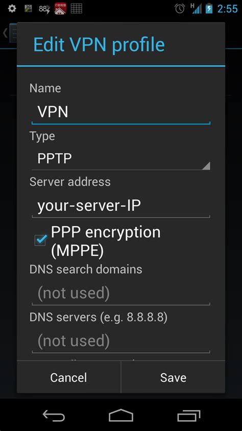 Maybe you would like to learn more about one of these? Android Dev@3THDEV: Setup your own PPTP VPN server for Android