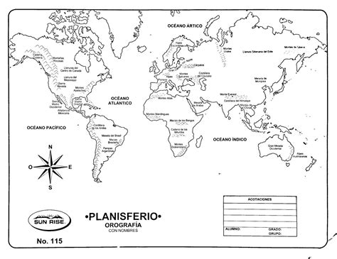 Planisferio Sin Divisi N Pol Tica Y Con Nombres Para Colorear E