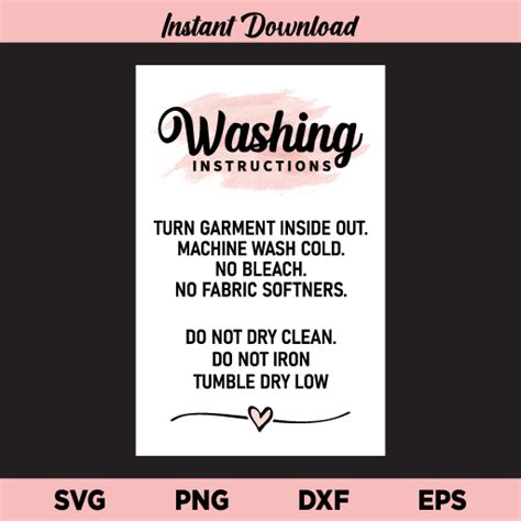 Care Card Svg Washing Instructions Svg Shirt Care Svg Digital Etsy