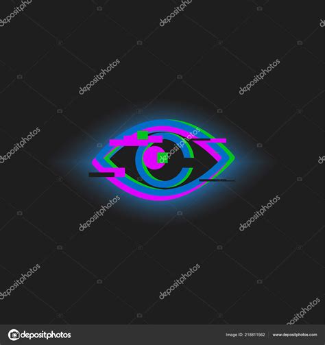 Glitch Eye Neon Vector Eye Linear Gradient Icon Stock Vector Image By