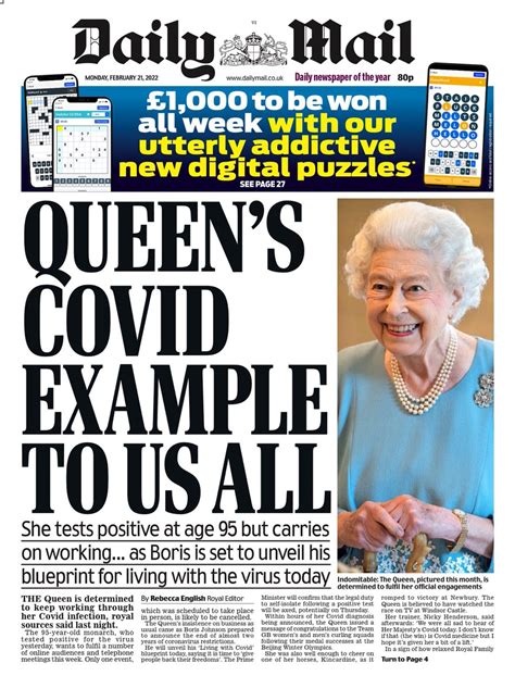 Daily Mail Front Page 21st Of February 2022 Tomorrows Papers Today
