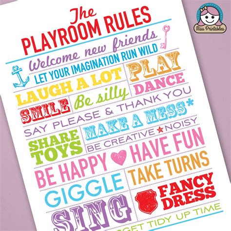 Playroom Rules Printable Poster Multi Coloured Instant Etsy