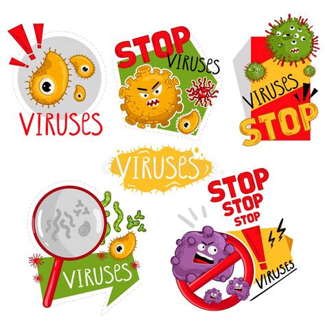 Cartoon Viruses Characters Vector Stock Illustrations Cartoon