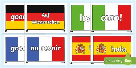 Hello And Goodbye Flags Languages Pack A4 Teacher Made
