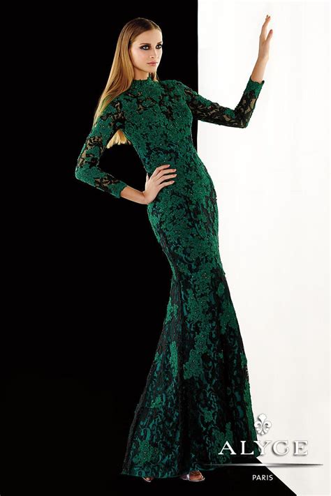 French Novelty Alyce Claudine 2390 Long Sleeve Mermaid Gown