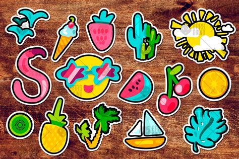 Tropical Summer Stickers 81519 Decorations Design Bundles