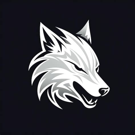Premium Ai Image A Head White Wolf Roar Logo