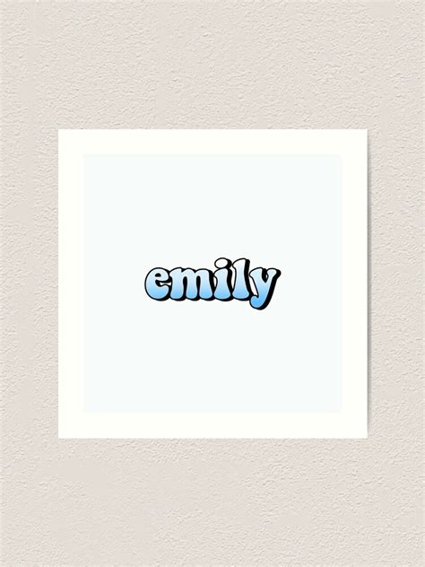 Aesthetic Pastel Blue Gradient Emily Name Art Print For Sale By