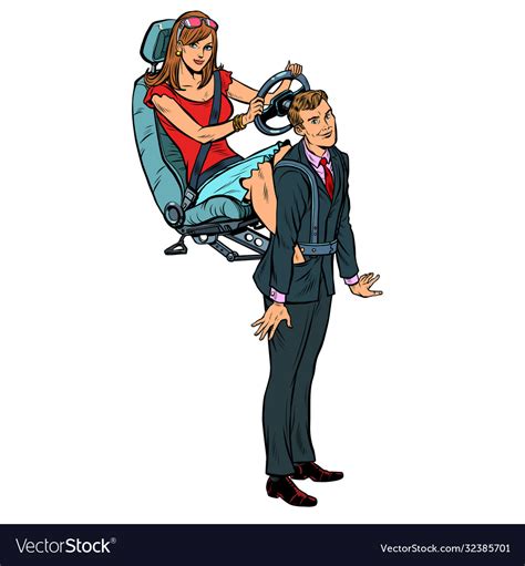 A Woman Rules Man The Wife Commands Husband Vector Image
