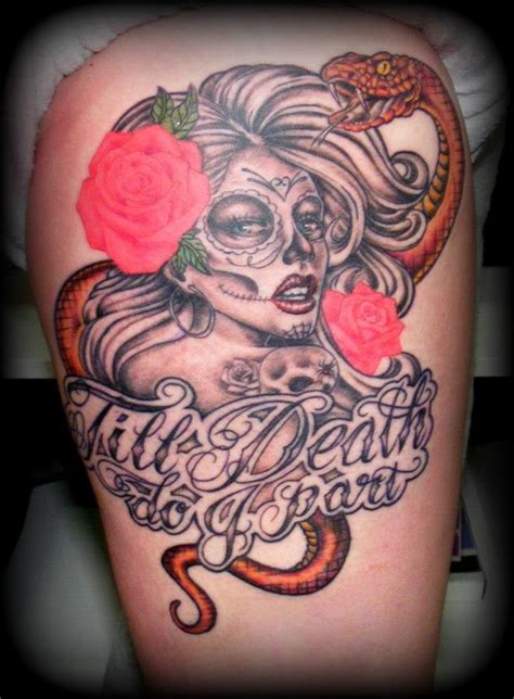 Day Of The Dead Girl Sugar Skull And Roses Tattoo By Calebslabzzzgraham