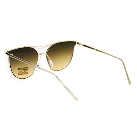 Sa106 Womens Exposed Flat Panel Lens Retro Metal Horn Rim Sunglasses Ebay