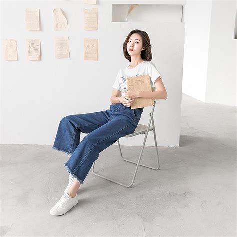 Lenbach Korean Women New Wide Leg Jeans Straight Slim Sasual Denim Long