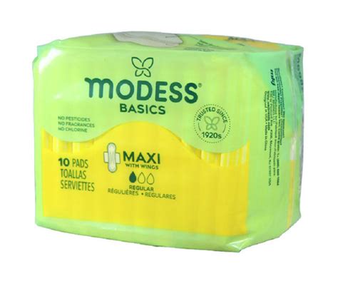 Modess Basics Regular Maxi Pads With Wings 10 Pack Big Lots
