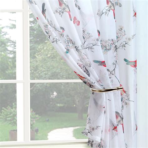 Dunelm White Birds Voile Panel In 2020 Voile Panels Curtains Net