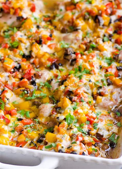Large eggs, kosher salt, freshly. Baked Chicken with Peppers & Mushrooms - iFOODreal ...