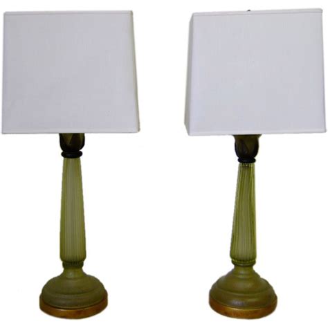 Pair Of Green Cenedese Corroso Glass Table Lamps Table Lamp Lamp Glass Table Lamp